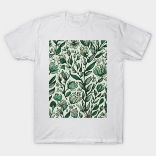 Floral Pattern Hand Drawn Sketch: Blooming Sketchpad Dreams T-Shirt